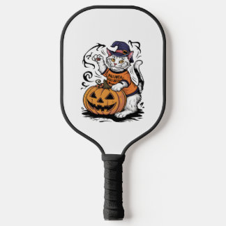 Schneeschuhkatze Niedliches Halloween Hexenkürbis Pickleball Schläger
