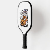 Schneeschuhkatze Niedliches Halloween Hexenkürbis Pickleball Schläger (Links)
