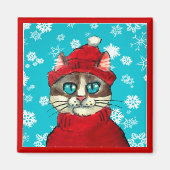 Schneeschuhkatze Winter Weihnachtsmagnet Magnet (Vorne)