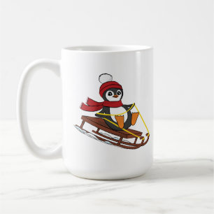 Schneeschuhlaufen Pinguin Niedliche Tiere Winter Kaffeetasse