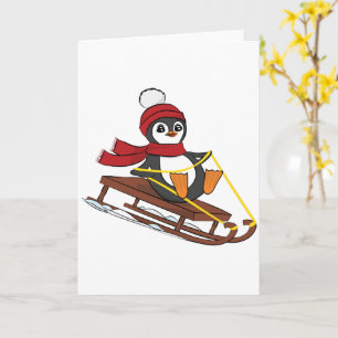 Schneeschuhlaufen Pinguin Niedliche Tiere Winter Karte