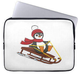 Schneeschuhlaufen Pinguin Niedliche Tiere Winter Laptopschutzhülle