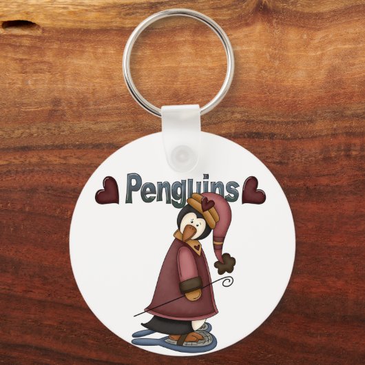 Schneeschuhpinguin-T - Shirt und -Geschenke Schlüsselanhänger (Vorderseite)