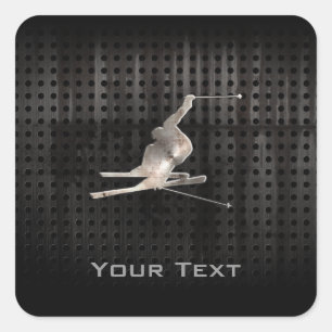 Schneeschuhwandern; Cool Schwarz Quadratischer Aufkleber