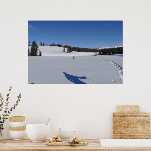 Schneeschuhwandern im Yellowstone-Nationalpark Poster (Küche)