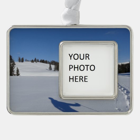 Schneeschuhwandern im Yellowstone-Nationalpark Rahmen-Ornament Silber (Vorderseite)