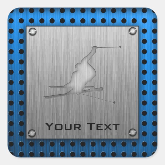 Schneeschuhwandern in gebürstetem Metal-Look Quadratischer Aufkleber (Vorderseite)