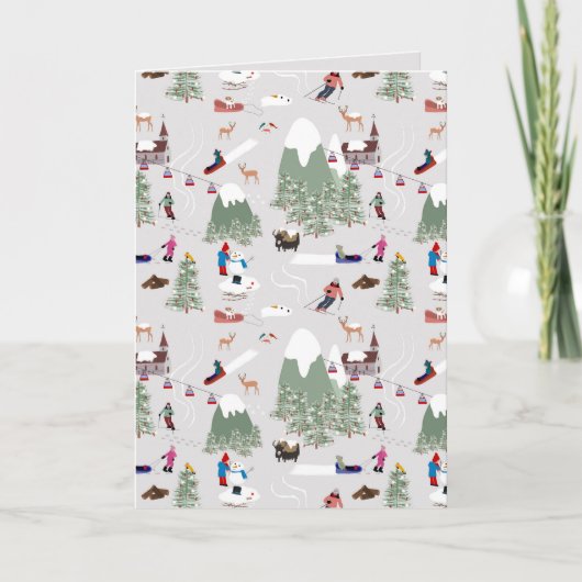 Schneeschuhwandern Skipisten Landschaft Feiertagskarte (Vorderseite)
