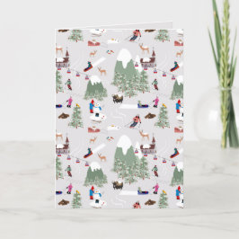 Schneeschuhwandern Skipisten Landschaft Feiertagskarte