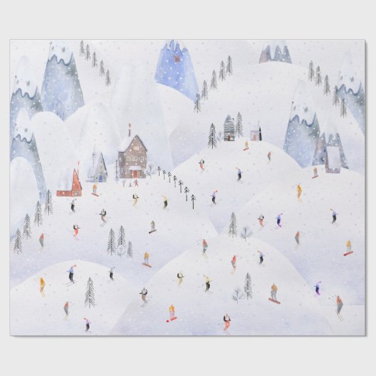 Schneeschuhwandern zu Weihnachten Schneeschuhwande Geschenkpapier (Flach)