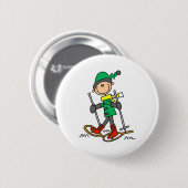 Schneeschuhwandernde Strichmännchen Button (Vorne & Hinten)