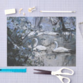 Schneeschwäne, Winter am Teich Seidenpapier (Handwerk)