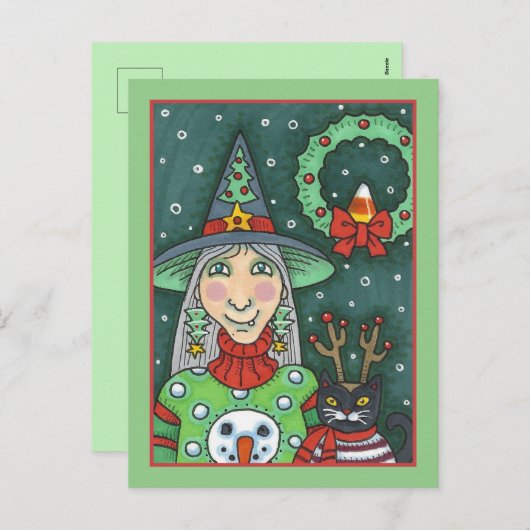 SCHNEESCHWÄTER, SCHWARZE CAT XMAS HALLOWEG FEIERTAGSPOSTKARTE (Vorne/Hinten)