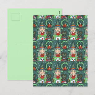 SCHNEESCHWÄTER, SCHWARZE CAT XMAS HALLOWEG FEIERTAGSPOSTKARTE