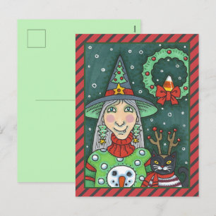 SCHNEESCHWÄTER, SCHWARZE CAT XMAS HALLOWEG FEIERTAGSPOSTKARTE