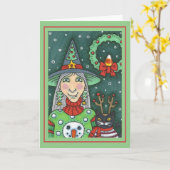 SCHNEESCHWÄTER, SCHWARZE CAT XMAS HALLOWEG KARTE (Gelbe Blume)