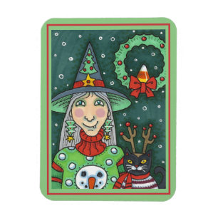 SCHNEESCHWÄTER, SCHWARZE CAT XMAS HALLOWEG MAGNET