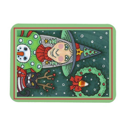 SCHNEESCHWÄTER, SCHWARZE CAT XMAS HALLOWEG MAGNET (Horizontal)