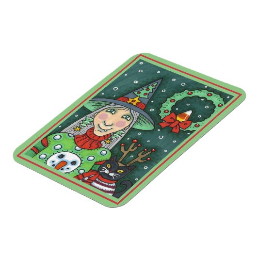 SCHNEESCHWÄTER, SCHWARZE CAT XMAS HALLOWEG MAGNET (Linke Seite)