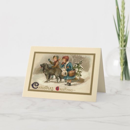 Schneeschwein Feiertagskarte (Vorderseite)