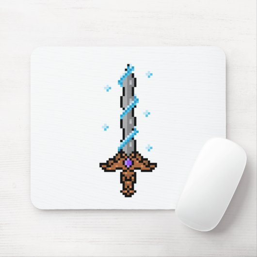 Schneeschwert Pixel Art - Retro Ice Blade Design Mousepad (Mit Mouse)