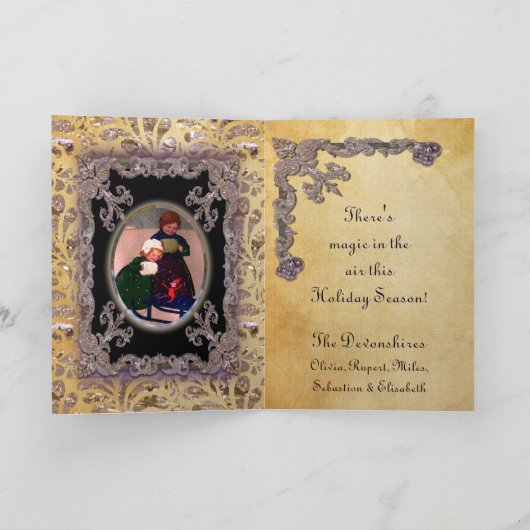 Schneeschwunder Viktorianisch Feiertagskarte (Innenseite)