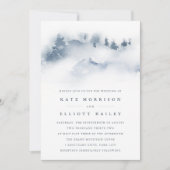 schneesicher | Snowy Mountain Winter Wedding Einladung (Vorderseite)