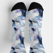 Schneesichere Abstrakte Wintersocken in Blue und L Socken (Oben)