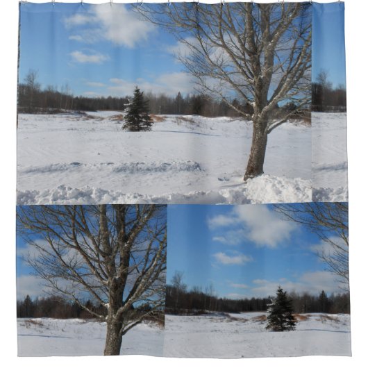 Schneesichere coole Winterlandschaft Duschvorhang (Vorderseite)