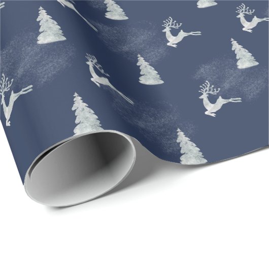 Schneesichere Glitzer Hirsche & Baum Wintersonne Geschenkpapier (Rolleneckpunkt)