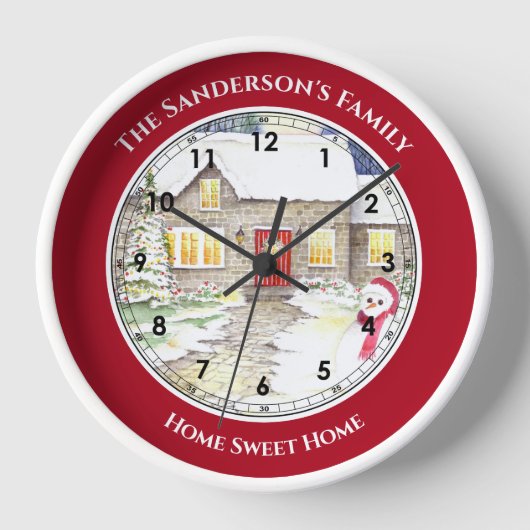 Schneesichere Hütte Wasserfarbe römische Zahlen Gr Uhr (Vorderseite)