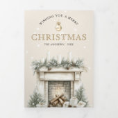 Schneesichere Hütten Winterdorf 4 Foto Weihnachten Dreifach Gefaltete Urlaubskarte (Cover)