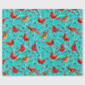 Schneesichere Kardinäle Winterberries Weihnachten/ Geschenkpapier (Flach)