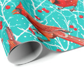 Schneesichere Kardinäle Winterberries Weihnachten/ Geschenkpapier (Rolleneckpunkt)