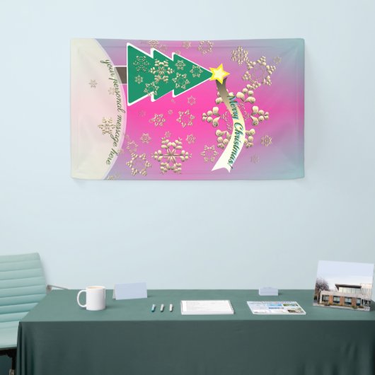 Schneesichere Lila Weihnachtsbaumszene Banner (Messeveranstaltung)