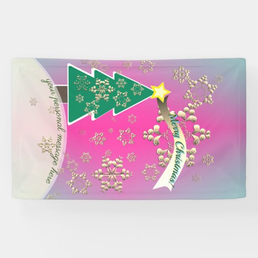 Schneesichere Lila Weihnachtsbaumszene Banner (Horizontal)