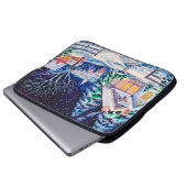 Schneesichere Winterlandschaft. Landhaus. Weihnach Laptopschutzhülle (Vorne Knopf)