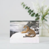Schneesichtiger Tiger, klassische chinesische Kuns Postkarte (Stehend Vorderseite)