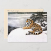 Schneesichtiger Tiger, klassische chinesische Kuns Postkarte (Vorne/Hinten)