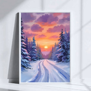 Schneesonntag Winterliche Berglandschaft Poster