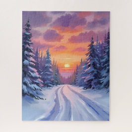 Schneesonntag | Winterliche Berglandschaft Puzzle