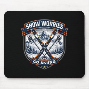 Schneesorgen fahren Ski Skifahrer Ski Pun Vintage Mousepad