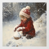 Schneespielen Fensteraufkleber (Blatt)