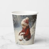 Schneespielen Pappbecher (Rückseite)