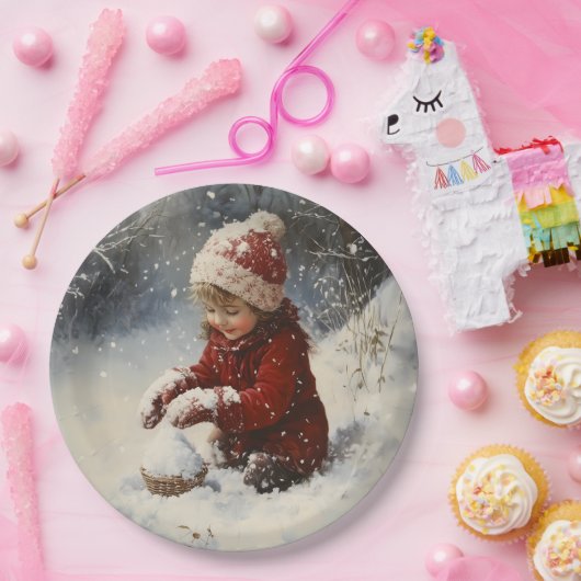 Schneespielen Pappteller (Party)