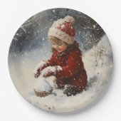 Schneespielen Pappteller (Vorderseite)