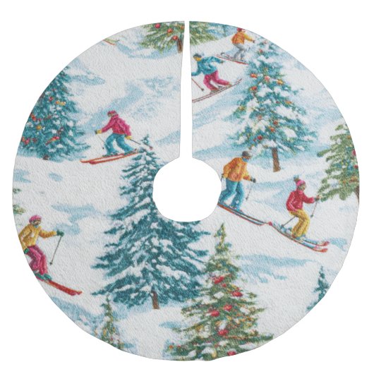 Schneesportler Polyester Weihnachtsbaumdecke (Vorderseite)