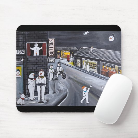 Schneestadt-Gemälde von Alfred Fox Mousepad (Mit Mouse)