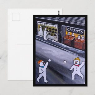 Schneestadt-Gemälde von Alfred Fox Postkarte