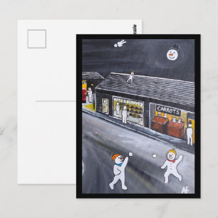 Schneestadt-Gemälde von Alfred Fox Postkarte